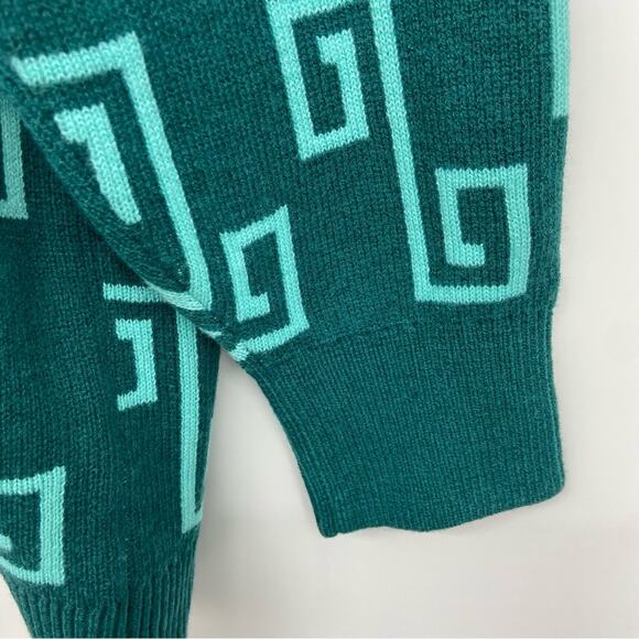 New & Other Stories Oversized Green Jacquard Knit Wool Blend Sweater Large - Picture 13 of 15